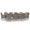 vidaXL Set da Pranzo per Giardino 11 pz con Cuscini Grigio