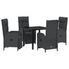 vidaXL Set da Pranzo per Giardino 5 pz Nero polyrattan
