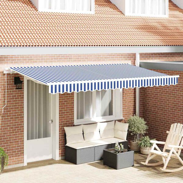 vidaXL Tenda Retrattile Blu 350 x 200 cm Tessuto