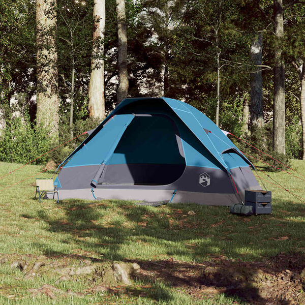 vidaXL Tenda da Campeggio a Cupola per 4 Persone Blu Impermeabile