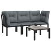 vidaXL Set Salotto da Giardino 4 pz Nero e Grigio in Polyrattan