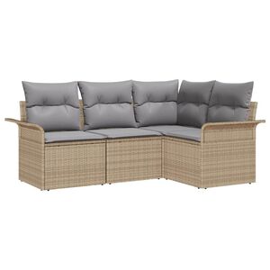 vidaXL Set Divano da Giardino con archiviazione 4 pcs Beige polyrattan