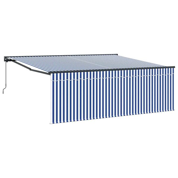 vidaXL Tenda Retrattile Blu e Bianco 400 &times; 300 cm