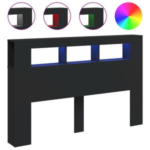 vidaXL Testiera LED Nera 160x18,5x103,5 cm Legno Multistrato