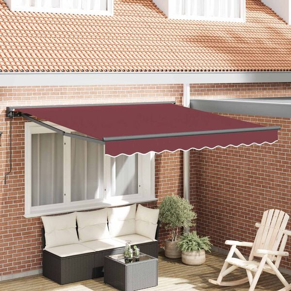 vidaXL Tenda Retrattile Borgogna 300 x 250 cm Alluminio e Tessuto