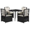 vidaXL Set da Pranzo da Giardino 5 pz Nero con Cuscini in Polyrattan