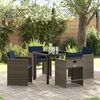 vidaXL Set da Pranzo per Giardino con cuscino 5 pcs Grigio polyrattan