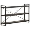 vidaXL Libreria a 3 Ripiani 140x30x80 cm Nero Legno Massello di Mango