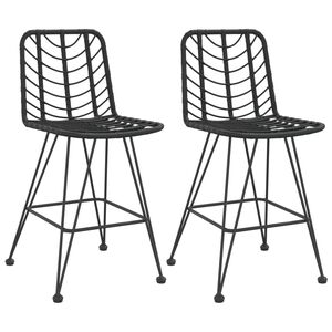 vidaXL Sgabelli da Bar 2 pz Neri 45x56x103,5 cm Rattan PE e Acciaio