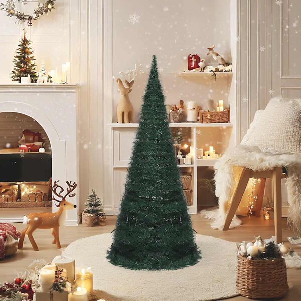 vidaXL Albero di Natale Artificiale Apribile Preilluminato Verde 210cm