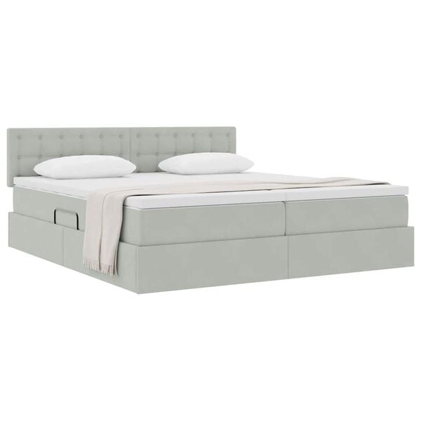 vidaXL Letto con Contenitore con materasso Grigio chiaro 90 x 200 cm