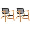 vidaXL Sedie da Giardino 2pz Nere in Polyrattan e Legno di Acacia