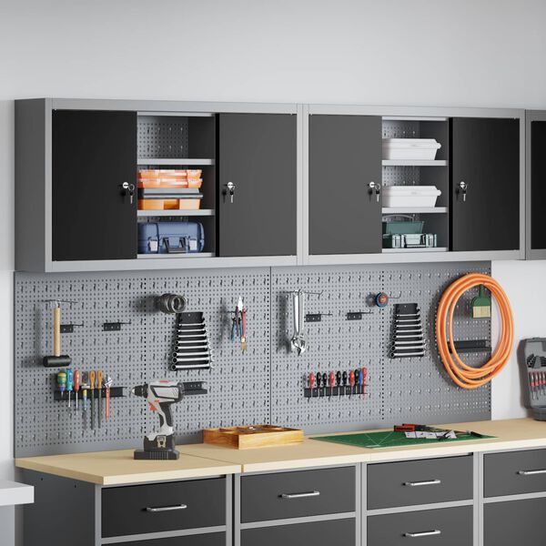 vidaXL Set di armadi per attrezzi con lo scaffale 6 pcs Nero