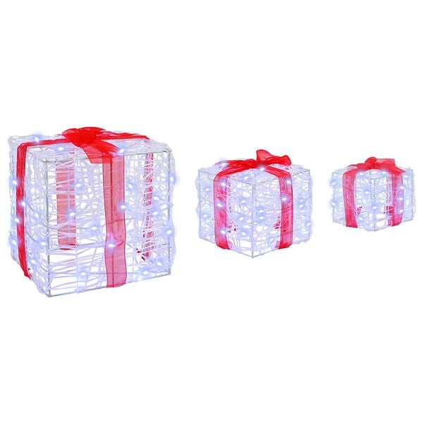 vidaXL Scatola Regalo 3 pcs Bianco freddo 20 x 20 x 20 cm Acrilico