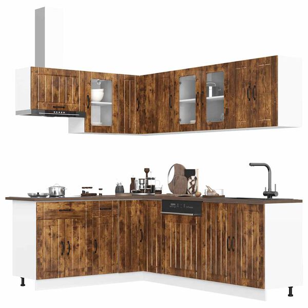 vidaXL Set Mobili da Cucina 11 pz Lucca Rovere Fumo in Truciolato