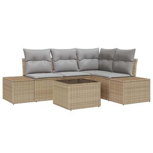 vidaXL Set Divano da Giardino Beige e Grigio Chiaro polyrattan