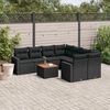 vidaXL Set Divani da Giardino 9 pz con Cuscini Nero in Polyrattan