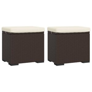 vidaXL Ottomane con Cuscini 2pz Marrone 40x30x40 cm in Polyrattan
