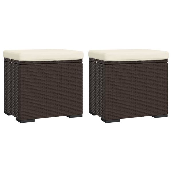 vidaXL Ottomane con Cuscini 2pz Marrone 40x30x40 cm in Polyrattan