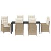 vidaXL Set da Pranzo per Giardino con cuscino 7 pcs Beige polyrattan
