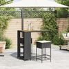 vidaXL Set Bar da Giardino 3 pz con Cuscini in Polyrattan Nero