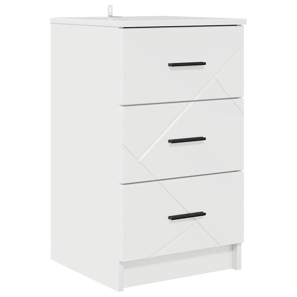 vidaXL Armadio da Notte con cassetto Bianco lucido 38 x 38 x 66 cm