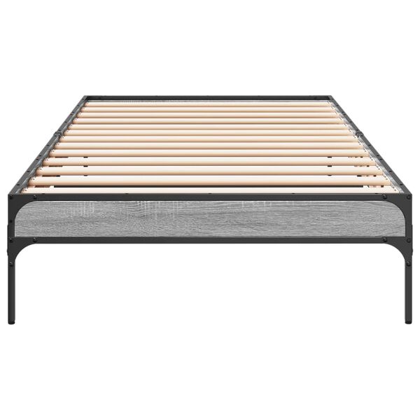 vidaXL Giroletto Grigio Sonoma 90x200 cm Legno Multistrato e Metallo