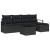 vidaXL Set di divani 6 pz 5-Numero di posti Nero polyrattan