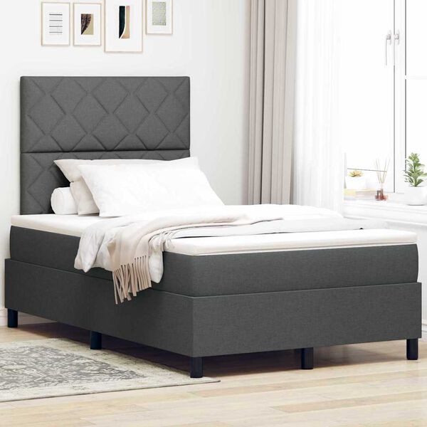 vidaXL Letto a molle con materasso Grigio scuro 120 x 200 cm Tessuto