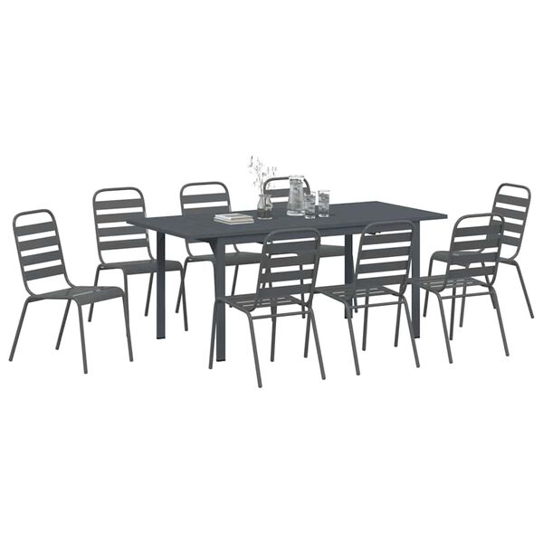 vidaXL Set da Pranzo per Giardino 9 pcs Antracite