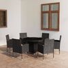 vidaXL Set da Pranzo da Giardino 7 pz in Polyrattan Nero