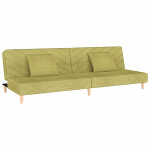 vidaXL Divano Letto a 2 Posti con 2 Cuscini Verde in Tessuto