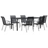 vidaXL Set da Pranzo da Giardino 7 pz Nero in Acciaio e Textilene