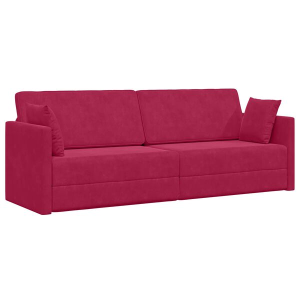 vidaXL Divano-letto da pavimento 200cm Rosso Vino Velluto