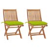 vidaXL Sedie Giardino 2 pz e Cuscini Verde Brillante Massello di Teak
