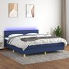 vidaXL Letto a Molle con Materasso e LED Blu 160x200 cm in Tessuto