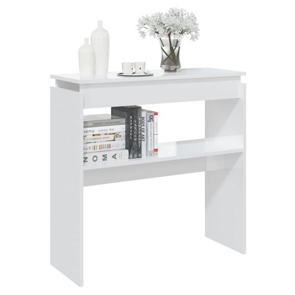 vidaXL Tavolino Consolle Bianco Lucido 80x30x80 cm Legno Multistrato