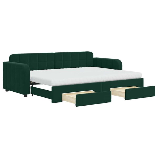 vidaXL Divano Letto Estraibile Cassetti Verde Scuro 80x200cm Velluto