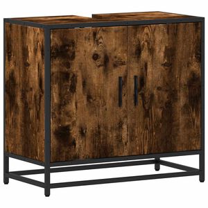vidaXL Mobile Lavabo Bagno Rovere Fumo 65x33x60 cm Legno Multistrato