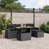 vidaXL Set Divano da Giardino 6 pz con Cuscini Nero in Polyrattan