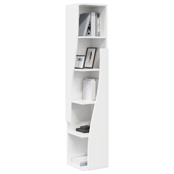 vidaXL Mobile angolare Bianco Lucido 27,5x27x140cm Legno multistrato