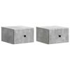 vidaXL Mobiletto da notte a muro con cassetto 2 pcs Grigio Cemento