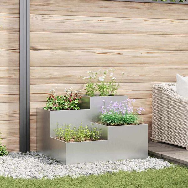 vidaXL Vaso da giardino Argento 80 x 80 x 60 cm Acciaio zincato
