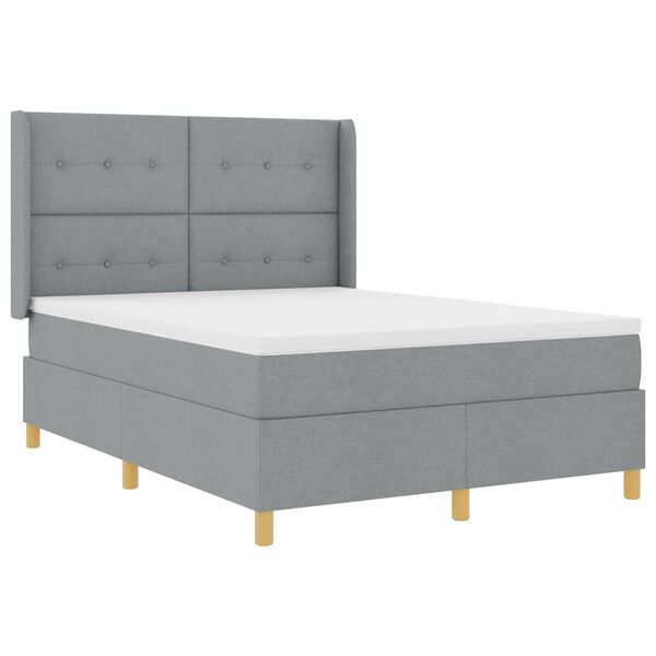vidaXL Letto a molle con materasso Grigio chiaro 140 x 190 cm Tessuto