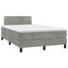 vidaXL Giroletto a Molle con Materasso Grigio Chiaro 120x190cm Velluto