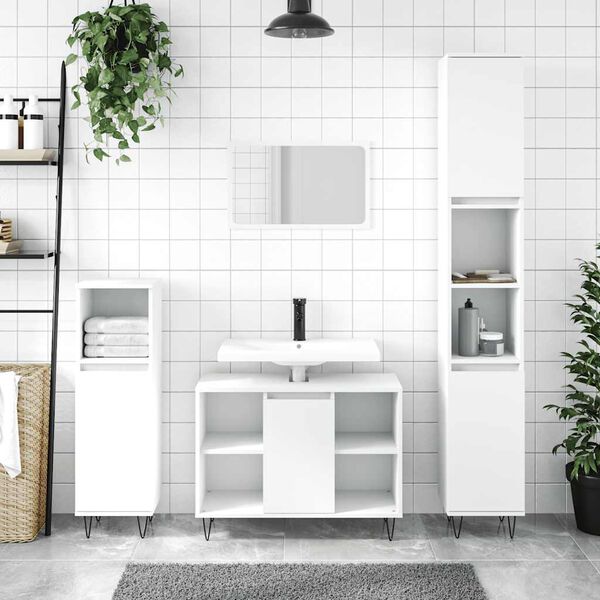 vidaXL Mobile da Bagno Bianco 80x33x60 cm in Legno Multistrato