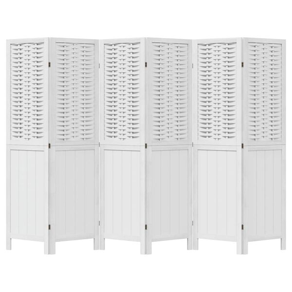 vidaXL Divisorio Ambienti 6Pannelli Bianco Legno Massello di Paulownia