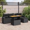 vidaXL Set Divano da Giardino 6 pz con Cuscini Nero in Polyrattan