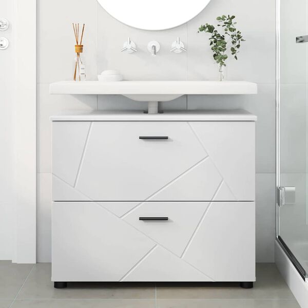 vidaXL Mobile da Bagno con cassetto con porta Bianco 76,5 x 35 x 64 cm
