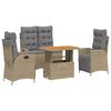 vidaXL Set da Pranzo da Giardino 4 pz con Cuscini Beige in Polyrattan